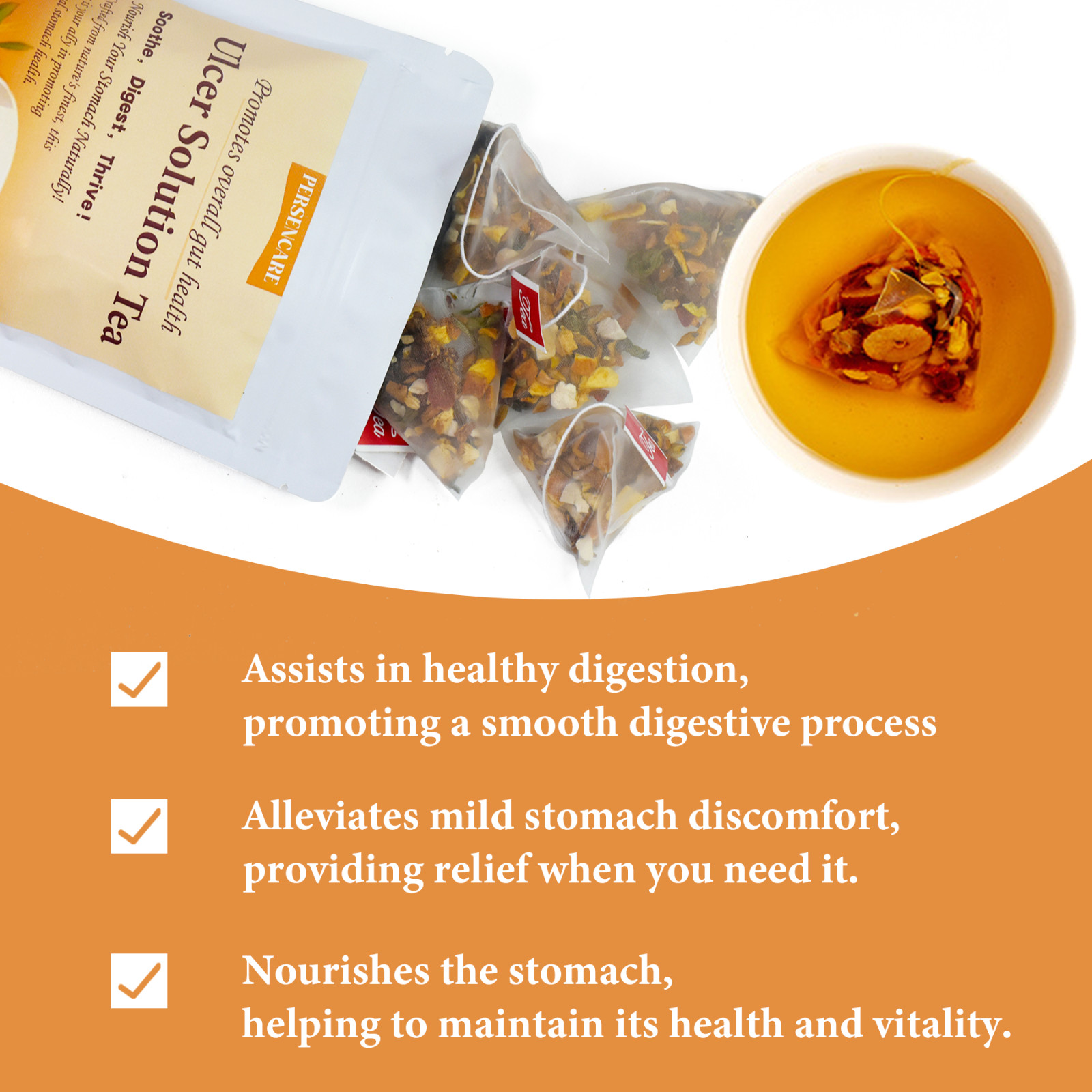 20 Pcs/Bag Natural Ulcer Solution Tea Digestion Stomach Bloating Digestive Aid