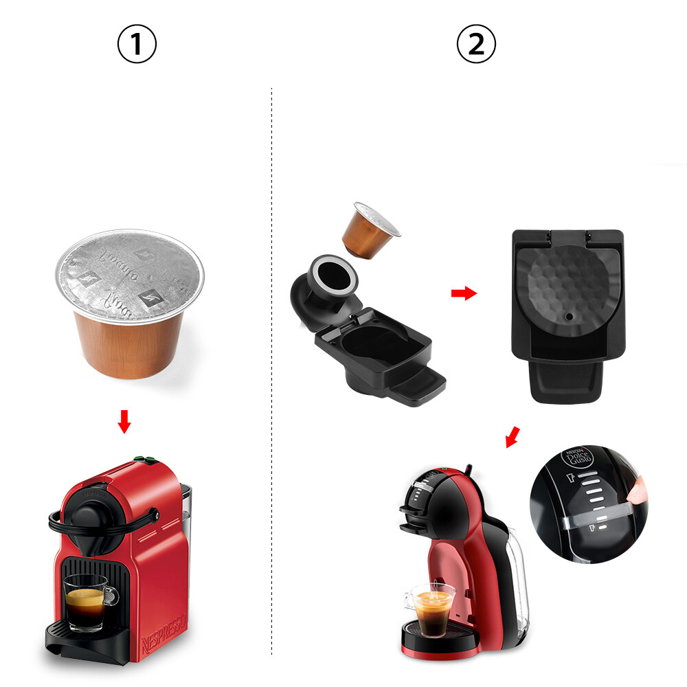 Reusable For Dolce Gusto Coffee Capsule Adapter Converter & Metal Coffee Pod Set