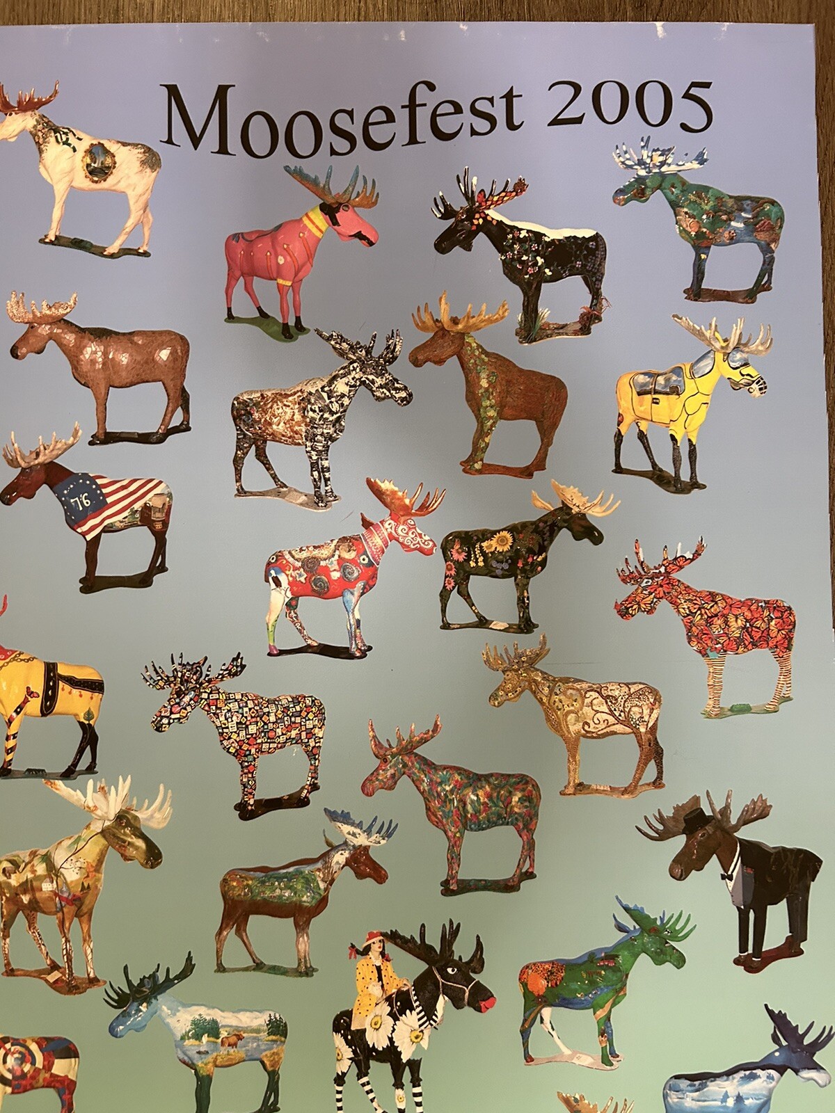 MOOSEFEST Re- Listed Bennington Vermont 2005 T Poster 20x 30 Colorful Moose
