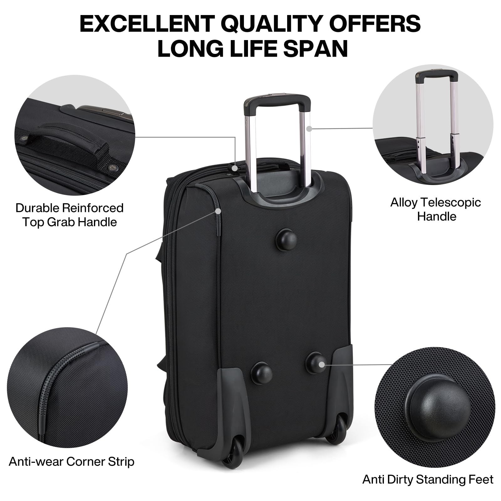 Hanke Expandable Carry On Luggage Suitcases with Wheels Foldable Duffle Bag f…