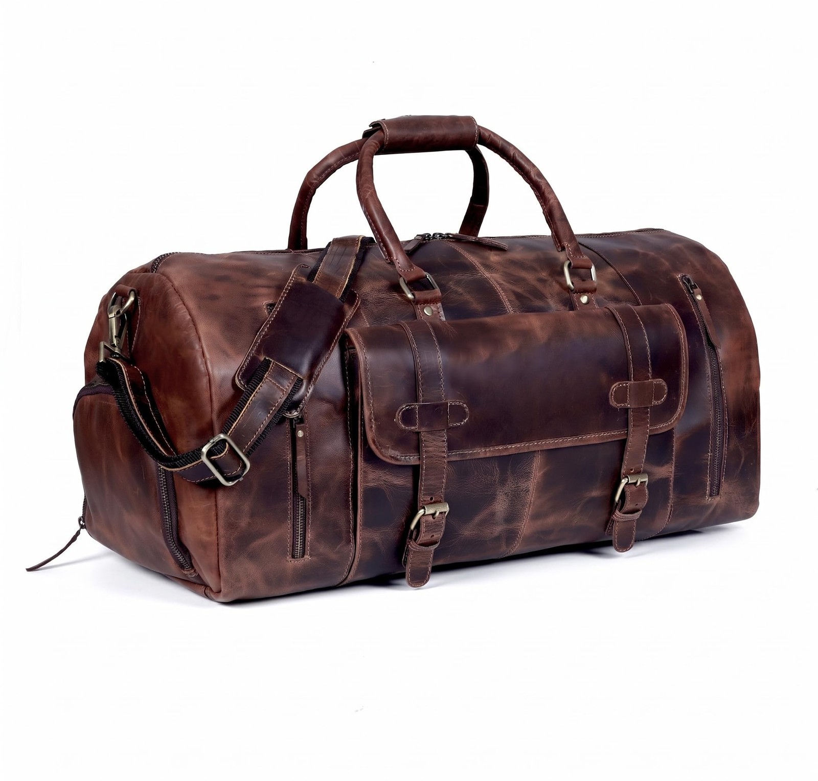 20 Inch Leather Duffel Bags for Men and Women Full Grain Leather Travel Overn…