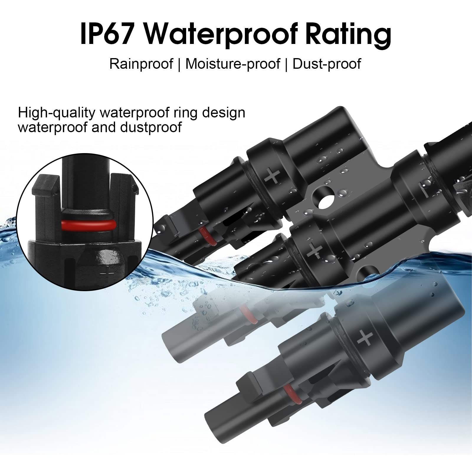 Solar T-Branch Connectors 3 to 1 Solar Panel Parallel Adapter,1Pair | Solar Y…