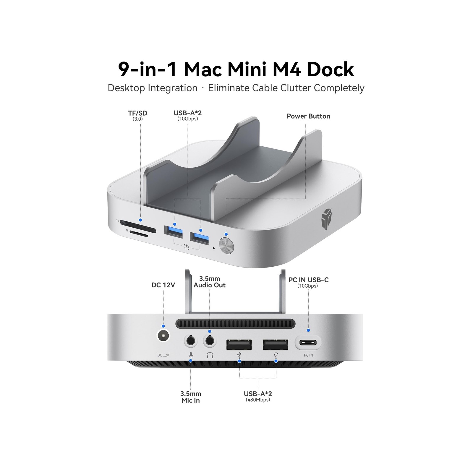 Yottamaster 9 in 1 Mac mini M4 Dock 10Gbps with 8TB NVMe SATA SSD E… Fast Ship