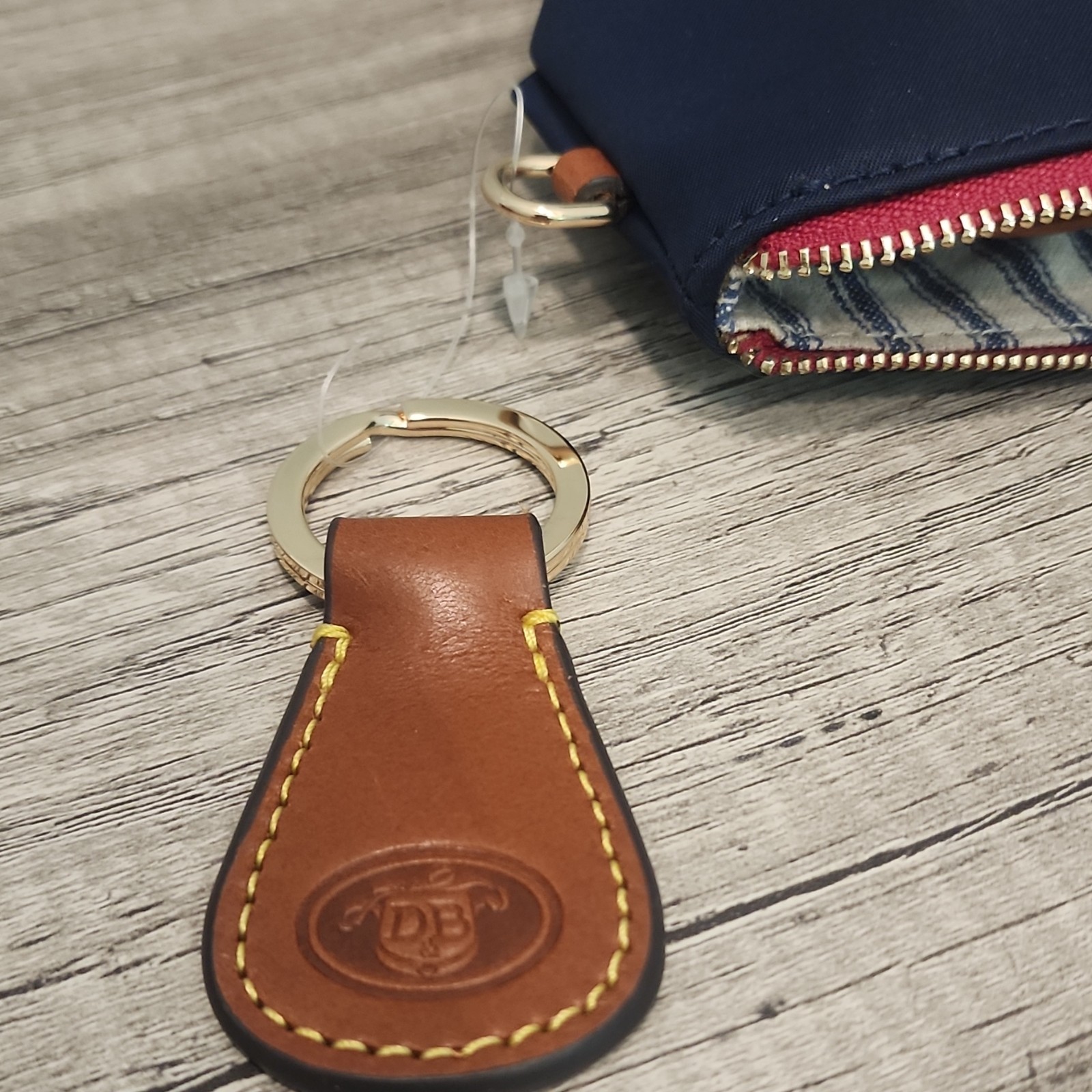Dooney & Bourke Striped Zip Keychain Pouch Keyring, Blue/Brown Women