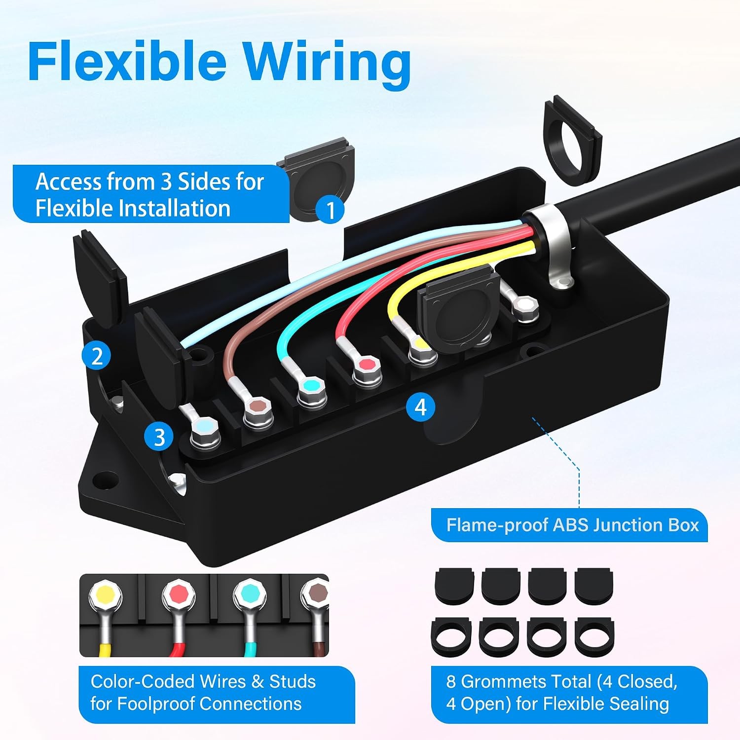 Heavy Duty 7 Way Plug Inline Trailer Cord 12 Ft 7 Gang Waterproof Wiring