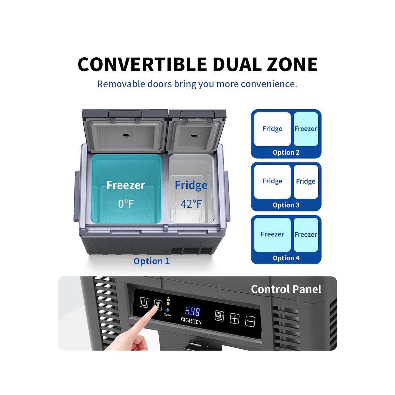 12V Car Refrigerator 38 Quart (36L) Portable Refrigerator Dual Zone Two Doors…