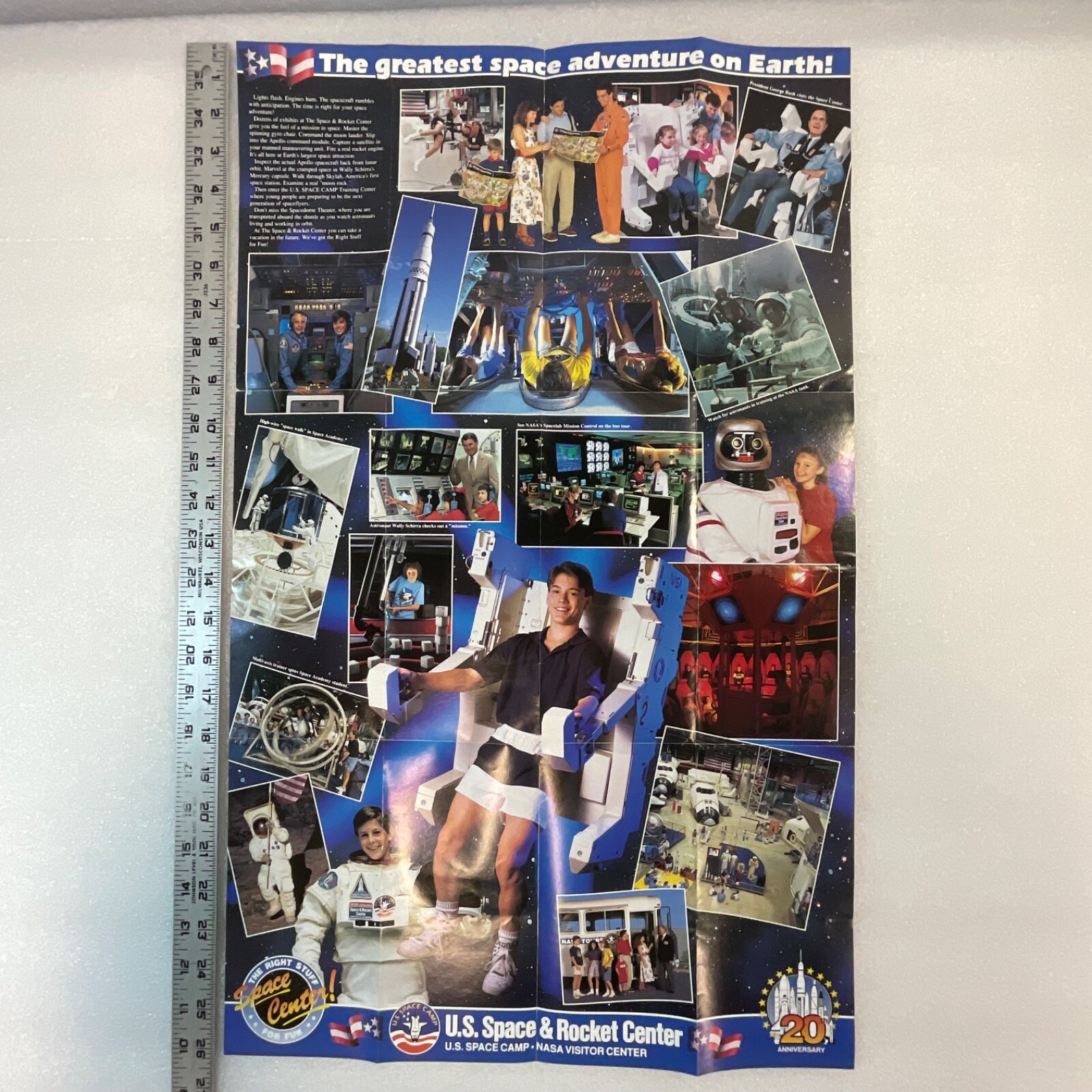 US SPACE & ROCKET CENTER 1991 PAPER INFORMATIONAL PAPER FOLD OUT PAPER EPHEMERA