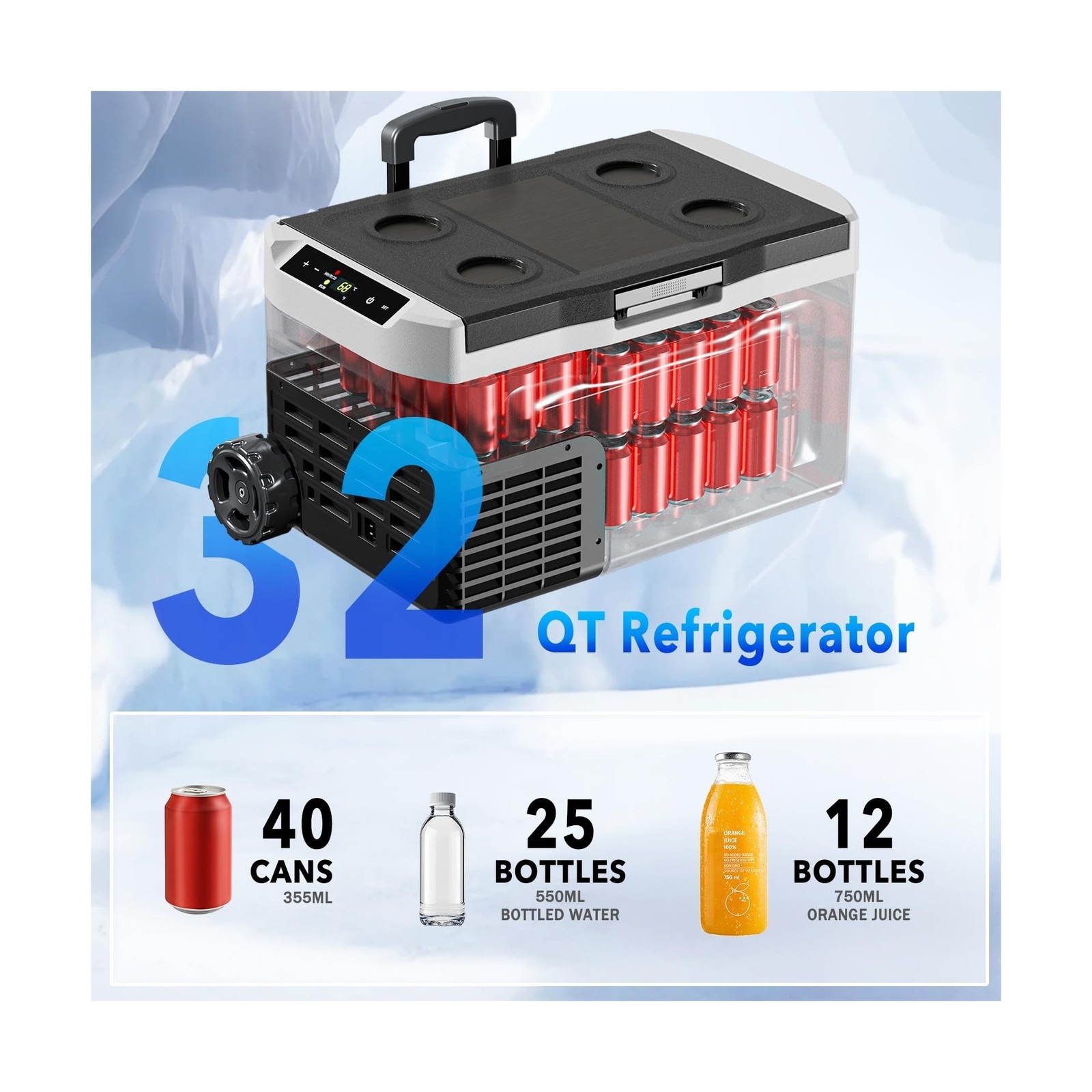 12 Volt Refrigerator, 32QT(30L) Compressor Electric Cooler, Car Fridge -4℉