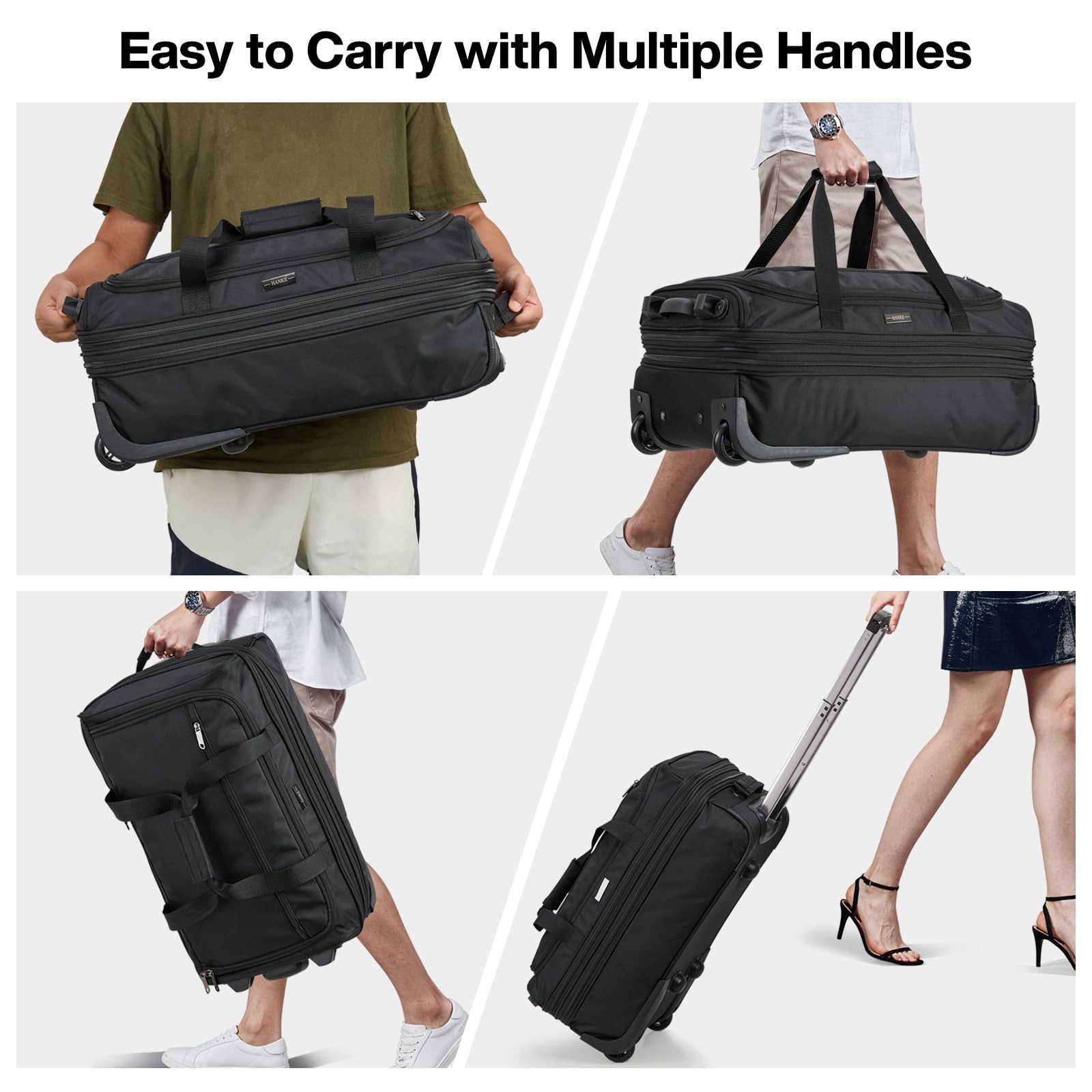 Hanke Expandable Carry On Luggage Suitcases with Wheels Foldable Duffle Bag f…