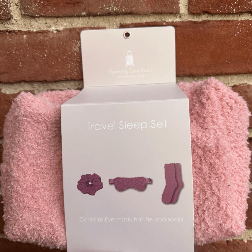 Roaming Essentials Travel Sleep Set Eye Mask Socks scruncie Pink OS NEW