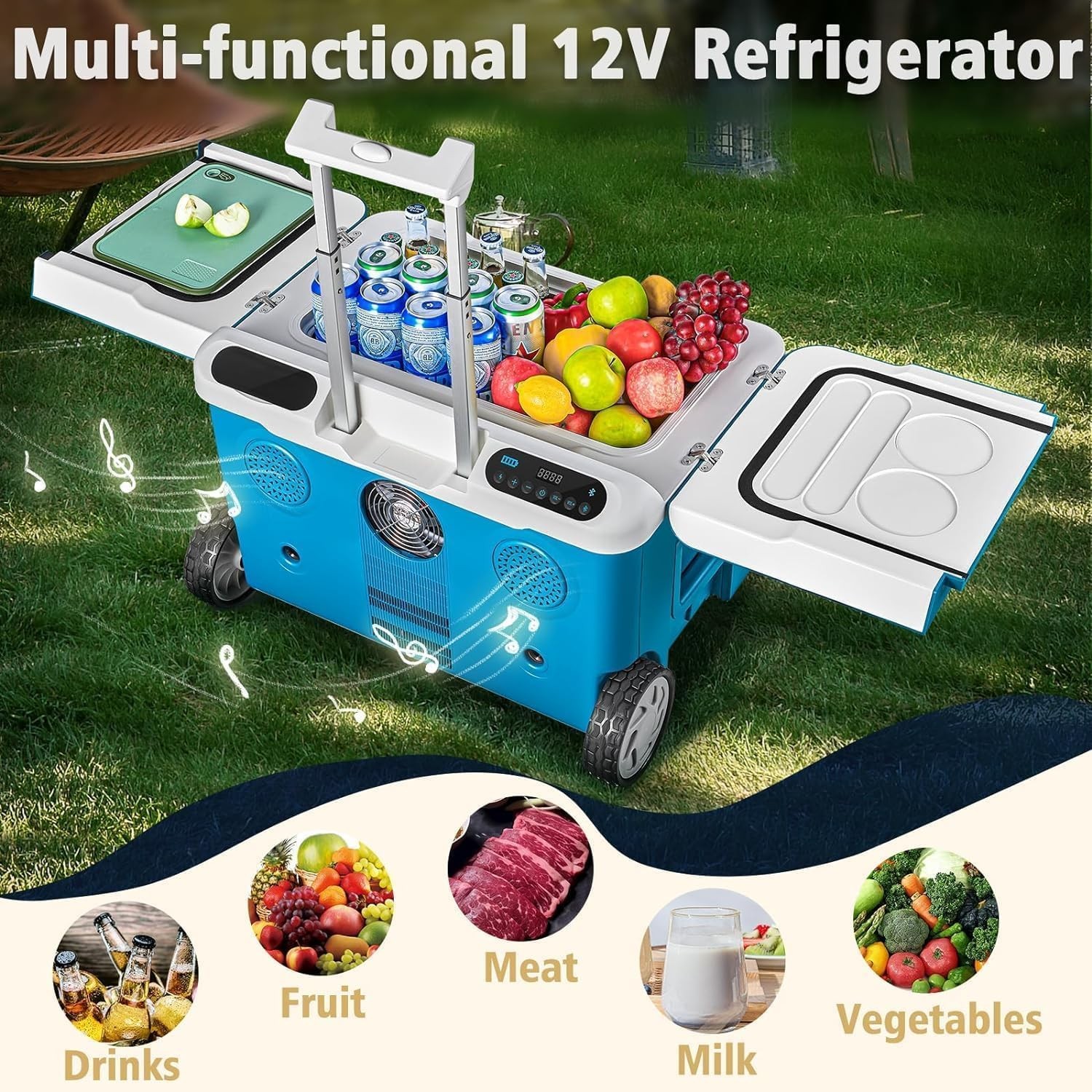 AAOBOSI 40QT Car Fridge Bluetooth Speaker Wheels