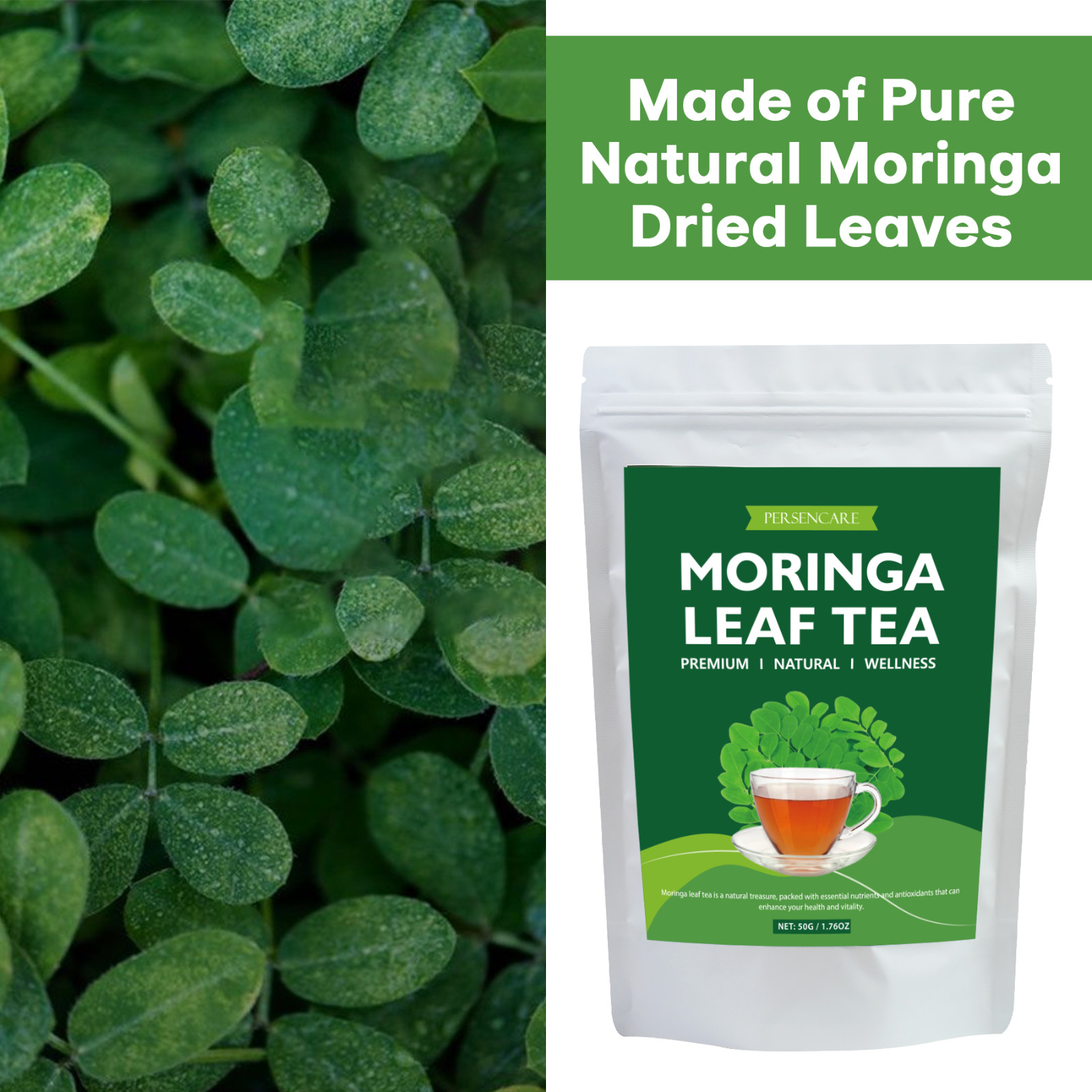 100g Natural Dried Moringa Leaf Tea Boost Inmminity Organic Pure Oleifera Leaves