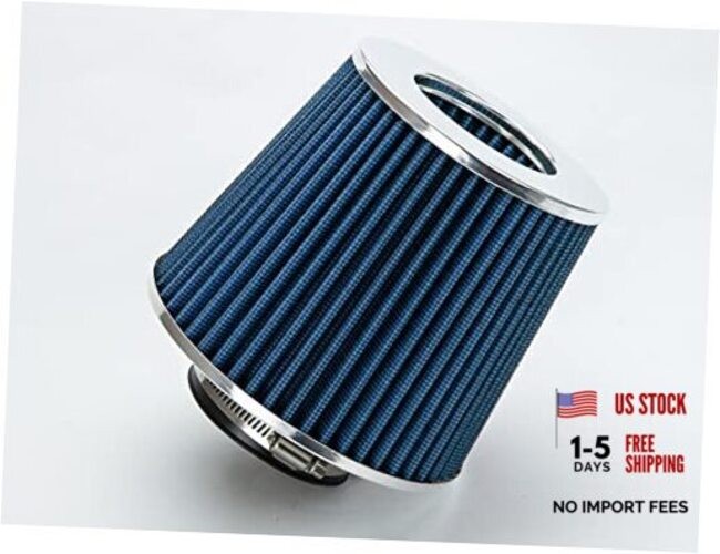 BLUE Cold Air Intake Cone Replacement Performance Washable Clamp Standard 2.5″
