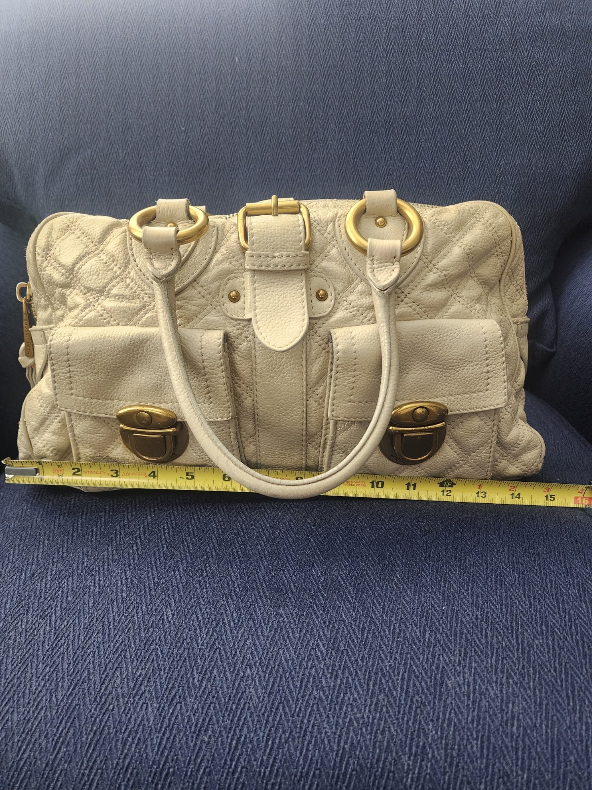 MARC JACOBS Quilted Pebbled Leather Suede Lining HANDBAG-PURSE- Free wallet