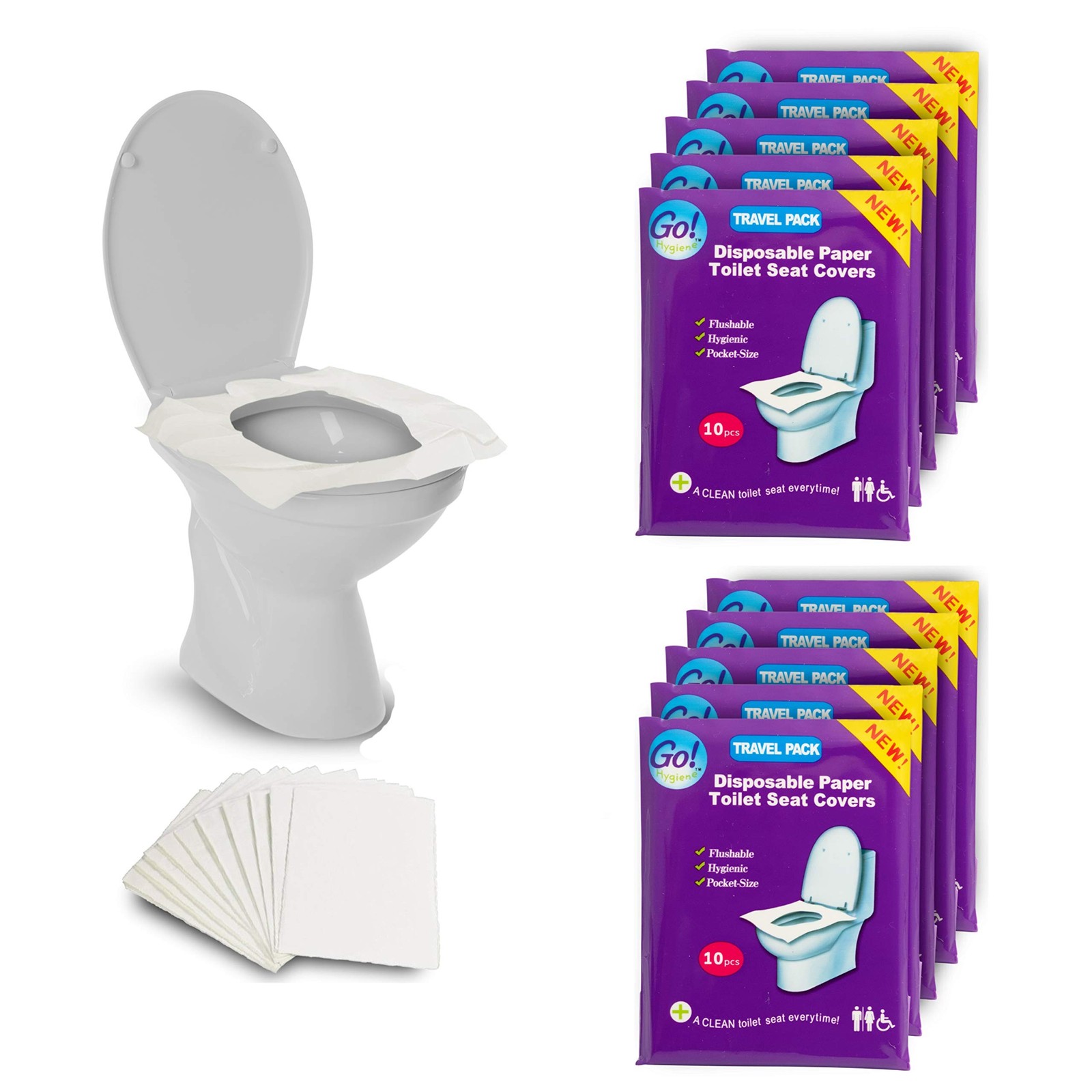 Disposable Paper Toilet Seat Covers 8 Packs (80-Count) + 2 Free Packs (20-Cou…