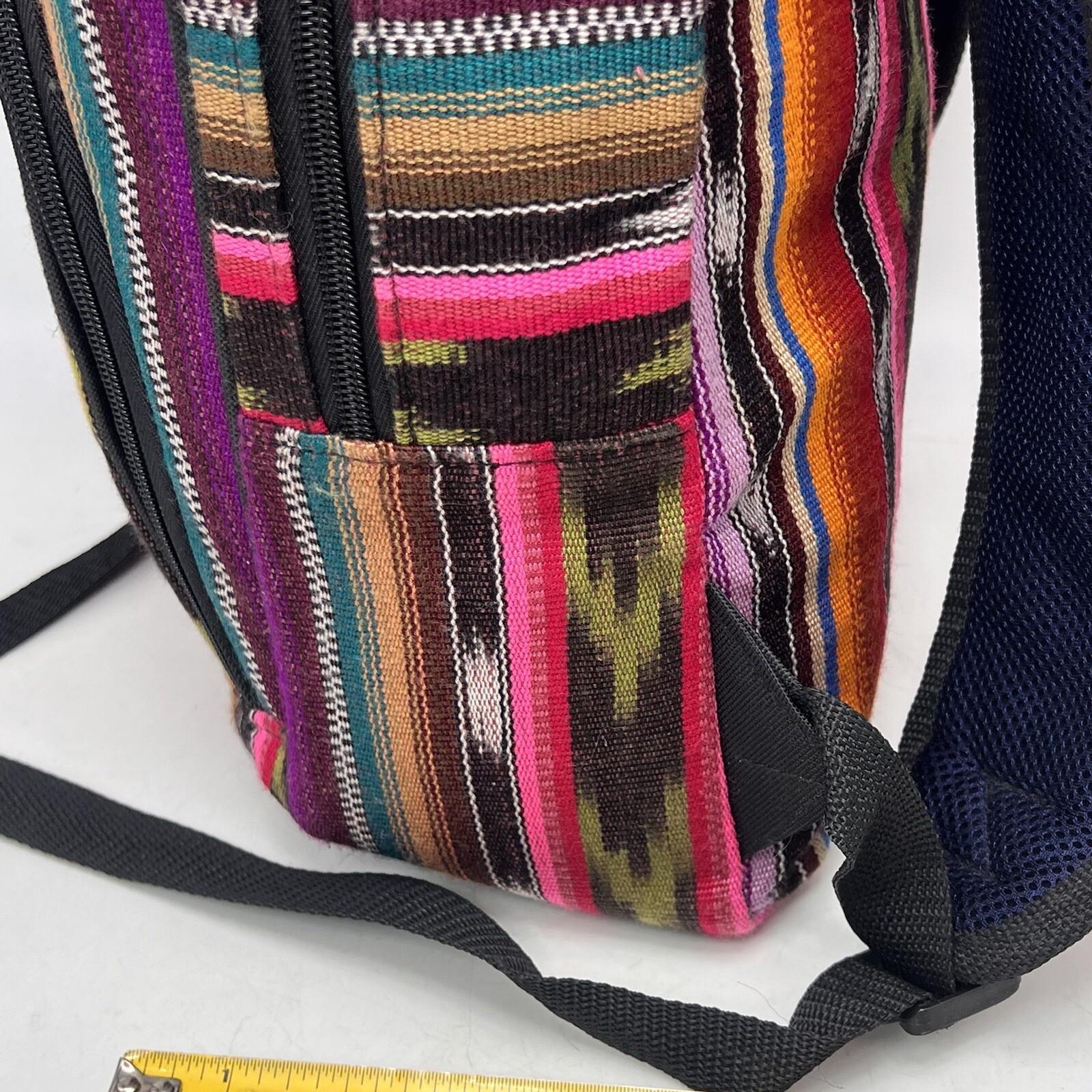 BackPack Guatemalan Full Zip Cotton Adjustable Straps 3 Compartments Colorful
