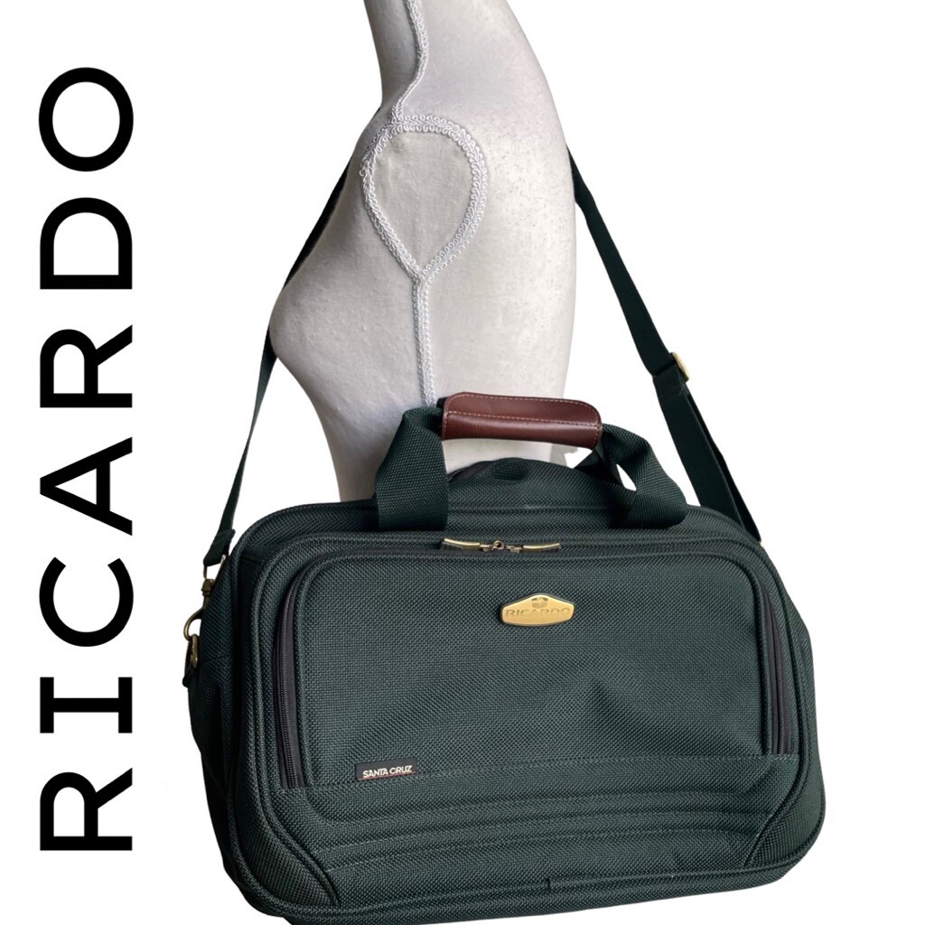 RICARDO BEVERLY HILLS Santa Cruz” green Travel Bag w/ Gold & Bronze accents