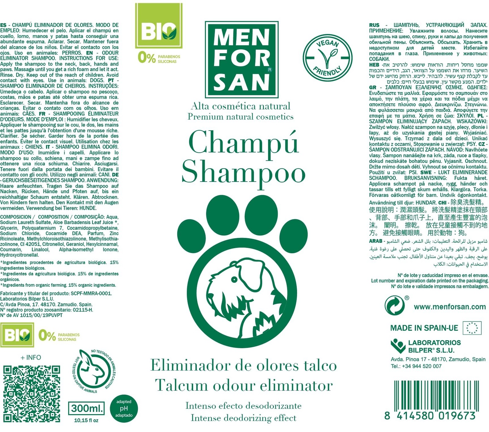 MENFORSAN Odor Eliminator 100% Natural Vegan-Friendly Shampoo for Dogs 10.15 …