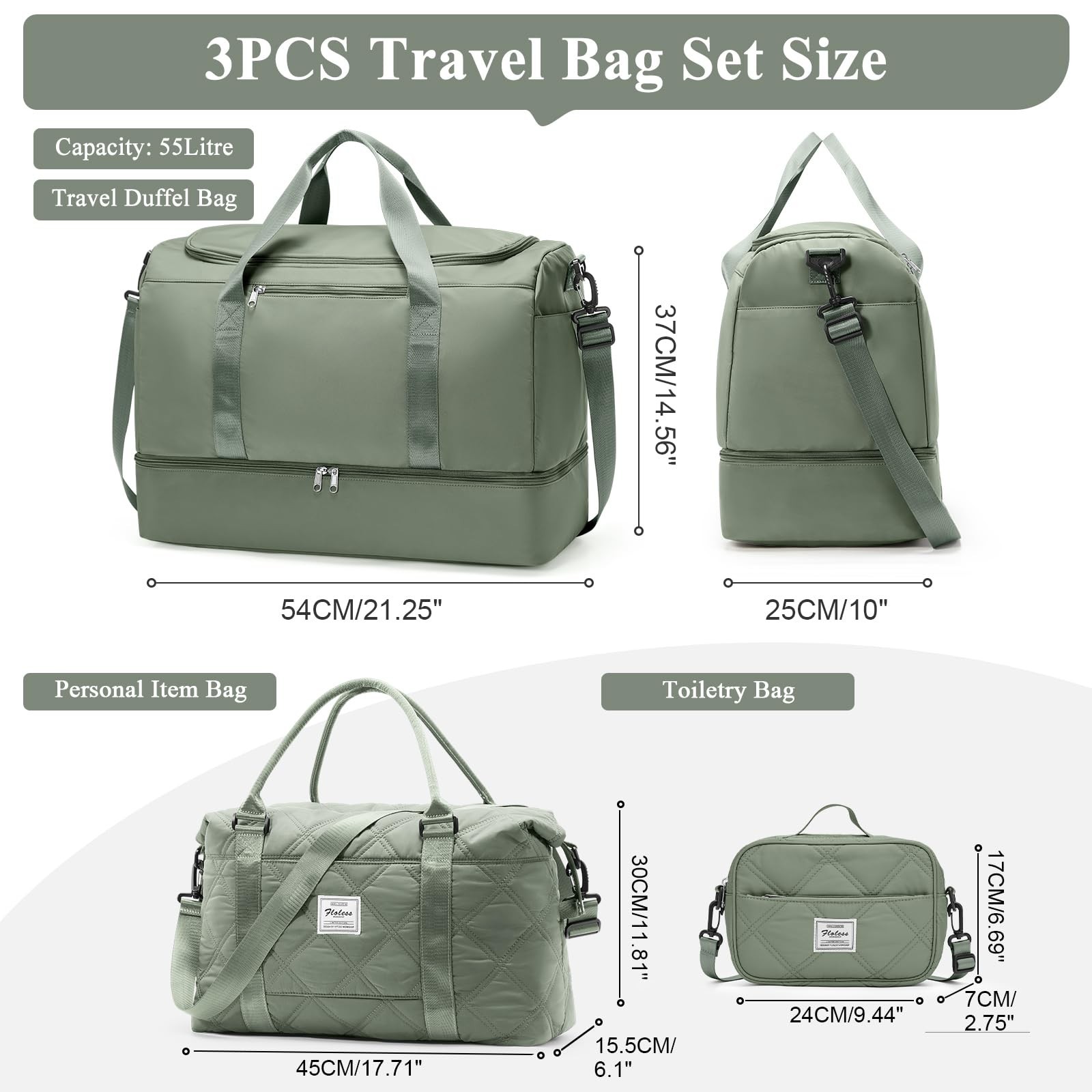 Extra Large Travel Duffle Bag,Carry on Overnight Bag with Shoes Compartment,W…