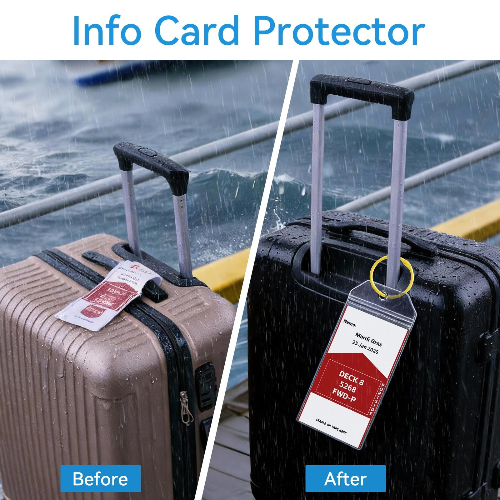 CASMONAL 10 Pack Large Size Cruise Luggage Tag Holders – Waterproof &Reusable…