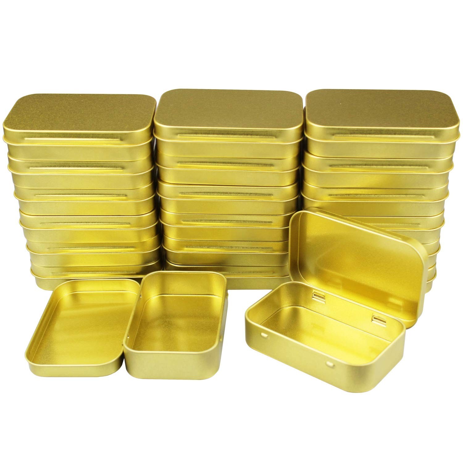 20 Pieces Rectangular Metal Empty Hinged Tins Containers Basic Necessities Ho…
