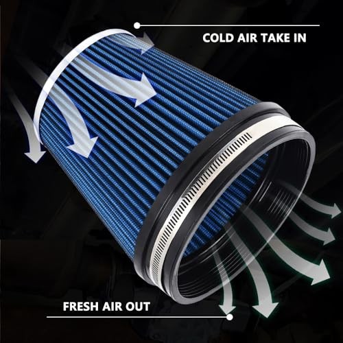 6″ Inlet Cold Air Intake Filter Cone Replacement Performance Blue (6″ Tall)
