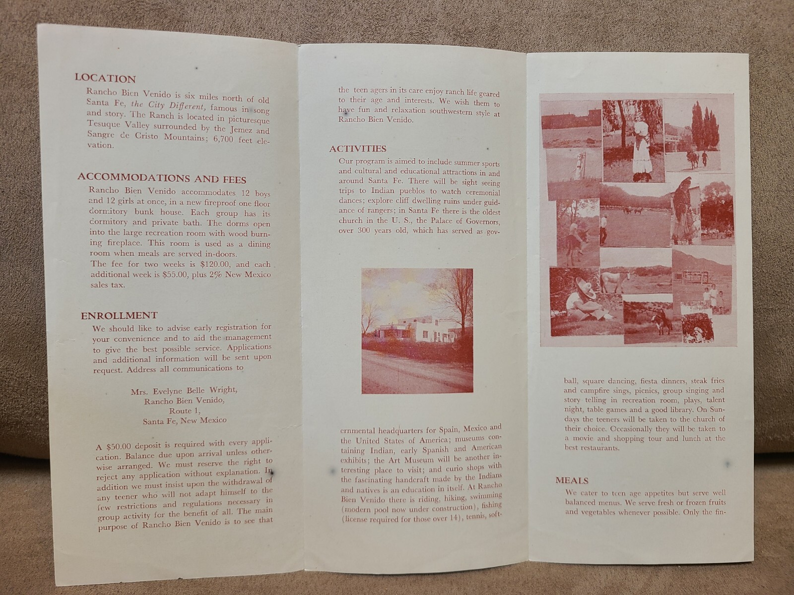 Vintage 1949 Rancho Bien Venido for Teenagers Brochure Santa Fe New Mexico