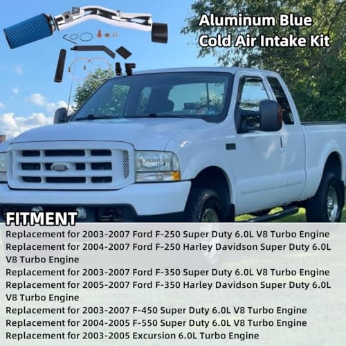 Aluminum Cold Air Intake Kit Replacement for Fo-rd 6.0L F250 F350 F450 F550