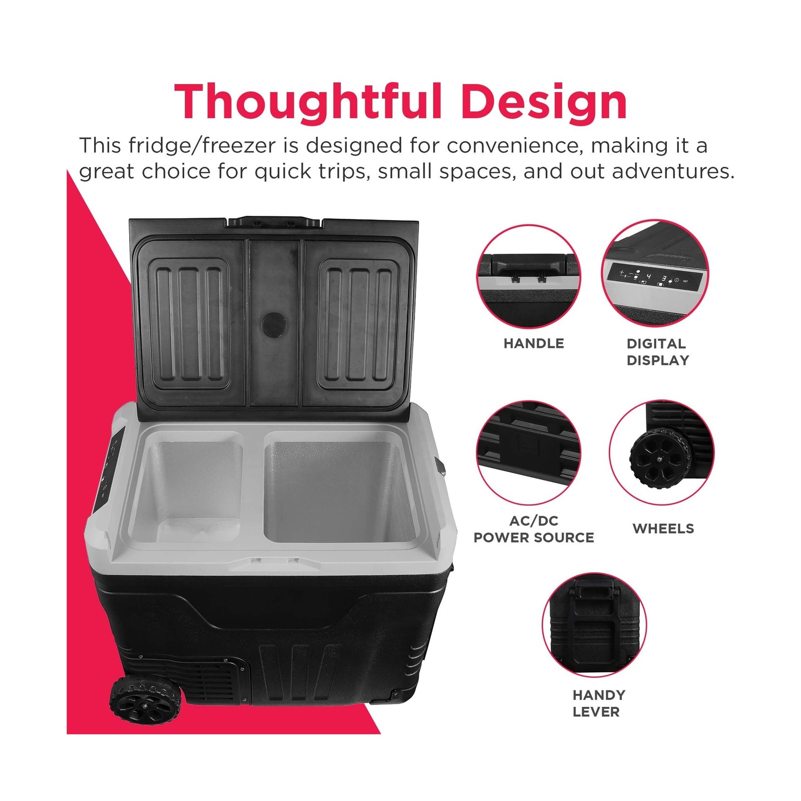 Frigidaire, 51 Qt. Portable Convertible Electric Refrigerator/Freezer Trolley…