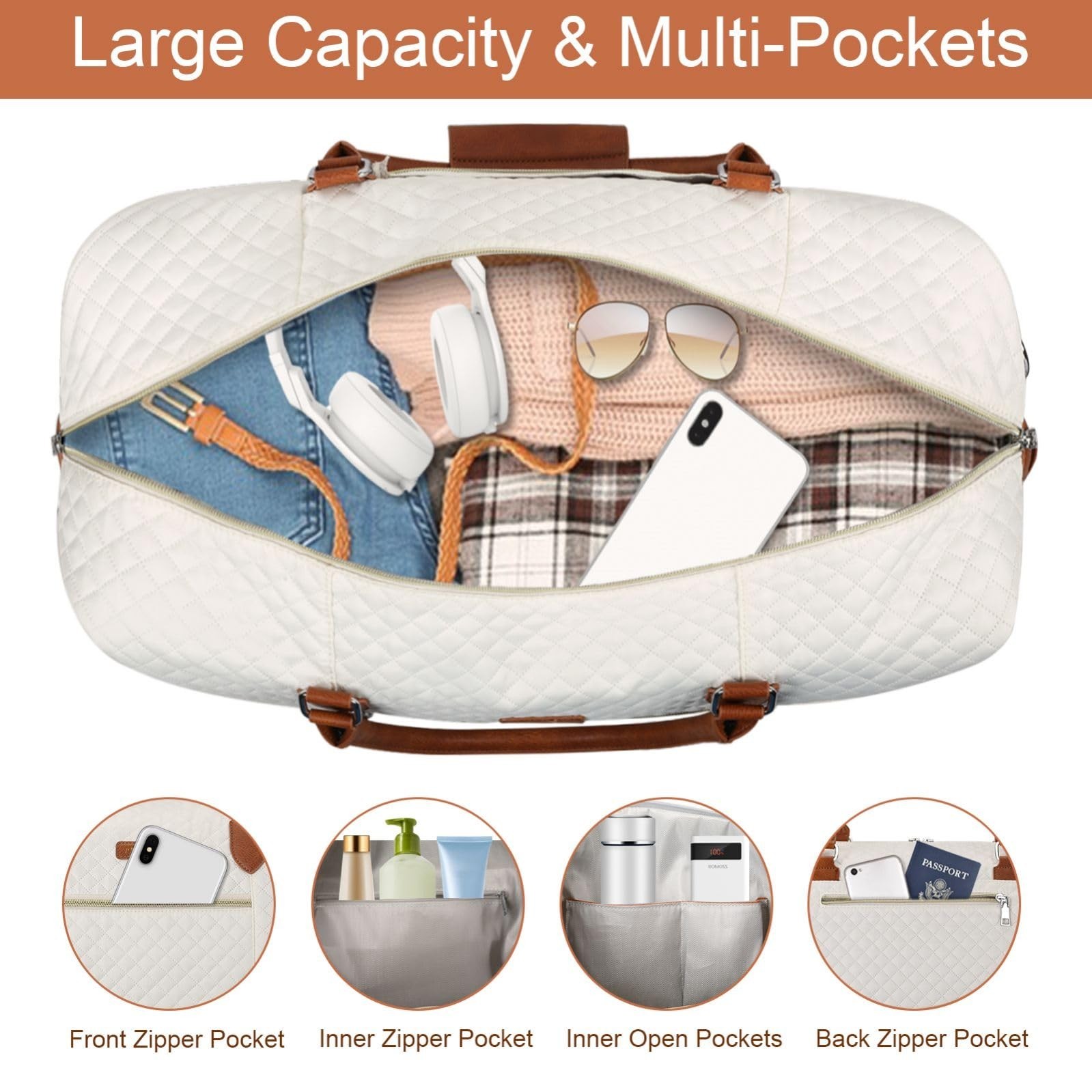Weekender Bag for Women, Travel Duffel Bag Carry On Overnight Bag with Shoe C…