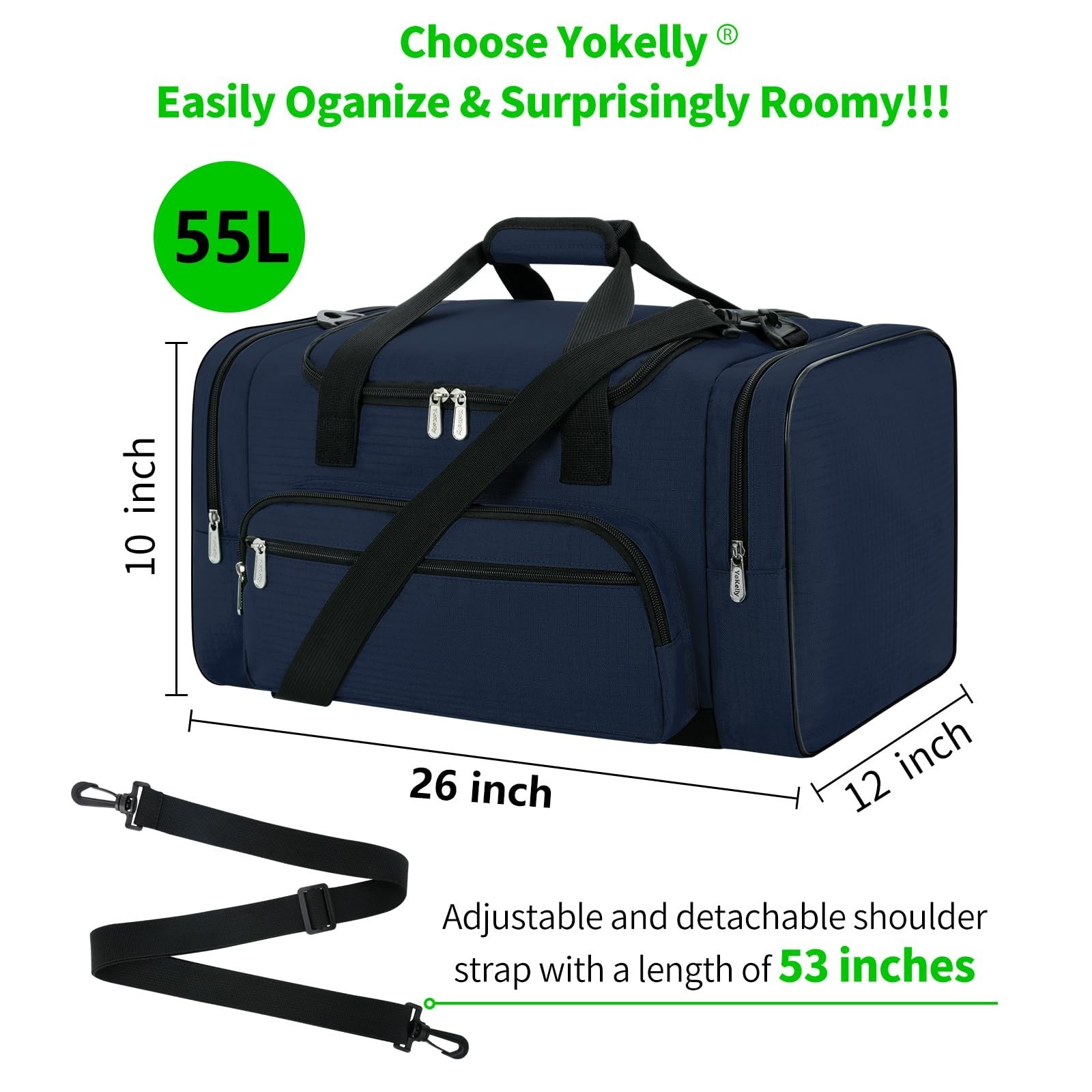 Sports Duffel Bag 26 Inch Travel Gym Duffle – Navy Blue 26 inch – 1.0