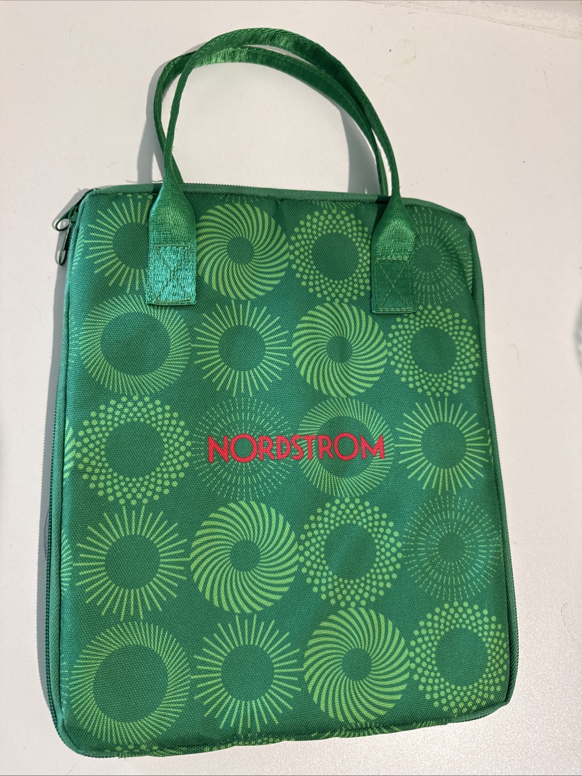 Nordstrom Green Organizer Padded Travel Bag Zipper 9×11″