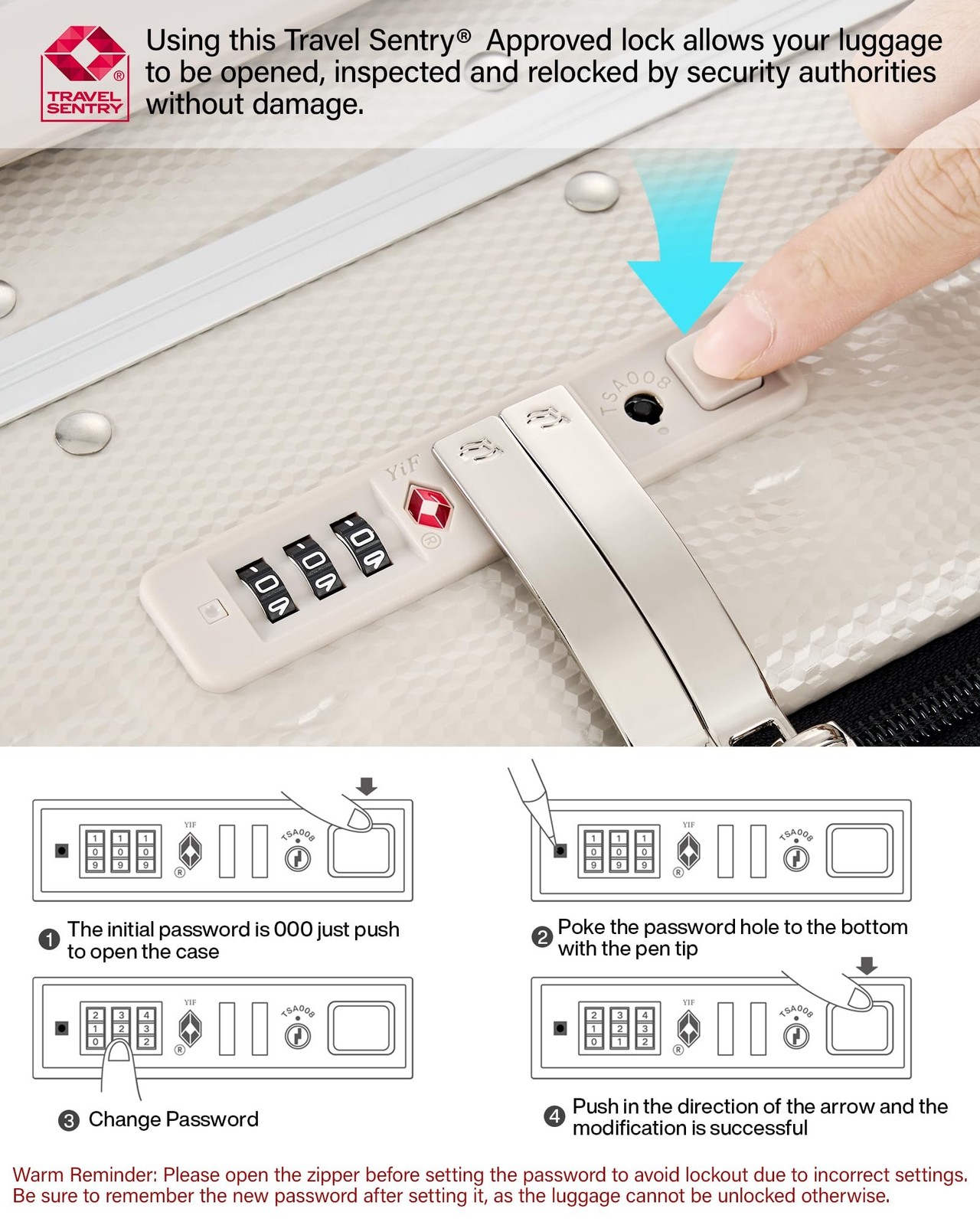 Hanke 24 Inch Checked Luggage PC Hard Case Luggage Top Opening Alum… Fast Ship
