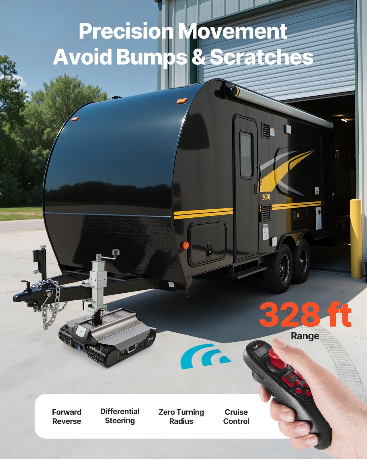 Electric Camper Trolley Kit: 9000lb Max Tow, 328ft Wireless, Flat Bracket Fit