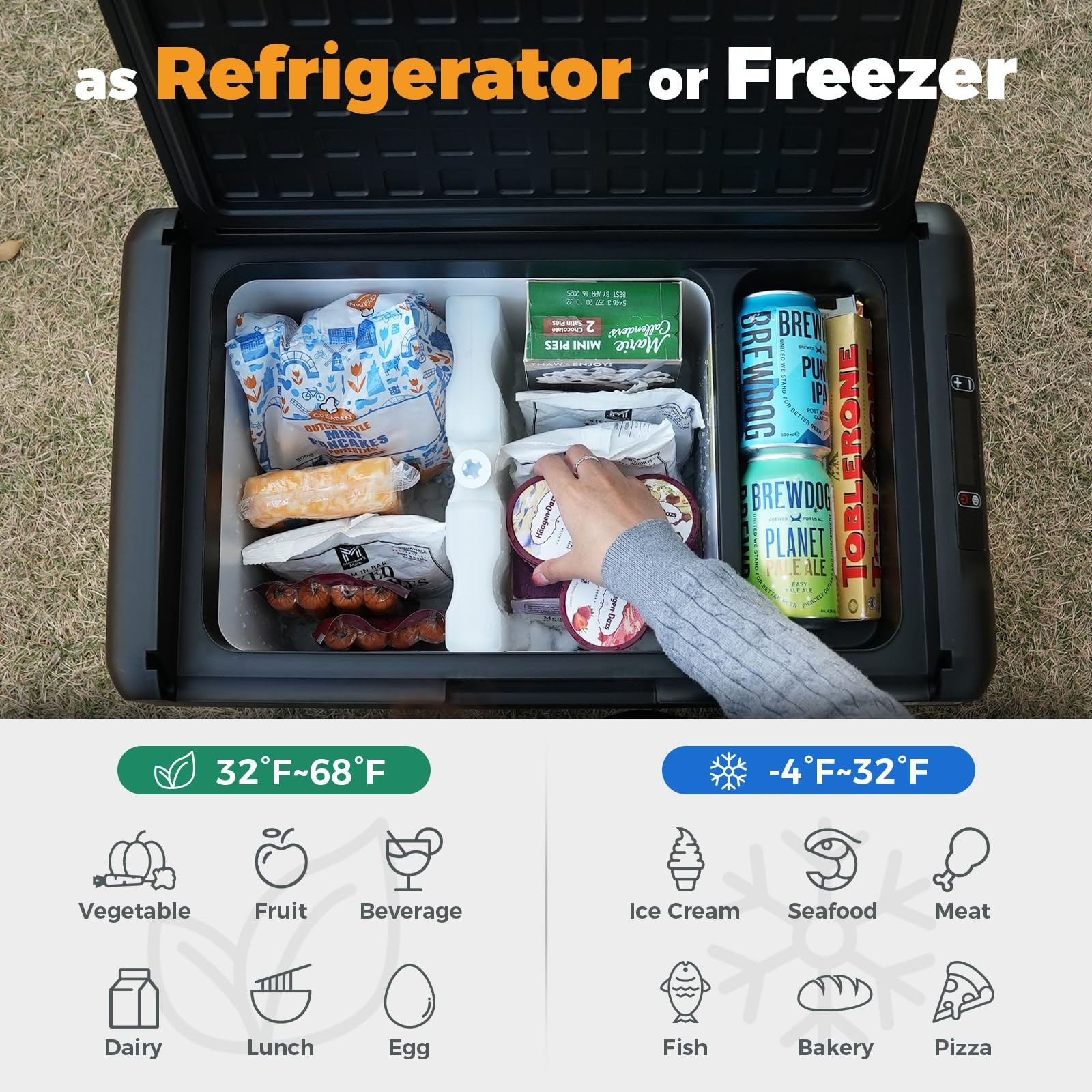 Setpower 12V Refrigerator 21 Quart Portable Freezer 50 Hours Keep Cool,Electr…
