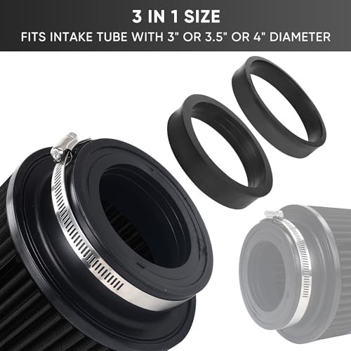 3 3.5 4 Inch Cold Air Intake Filter 76mm 89mm 101mm High Performance Black