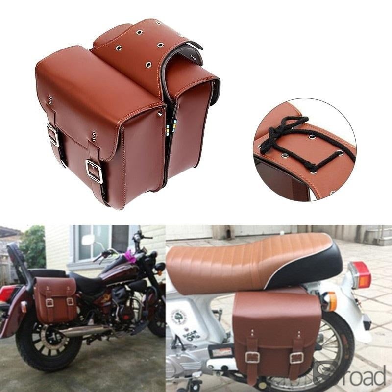 Universal Waterproof Motorcycle Saddlebags PU Leather With Metal Buckles
