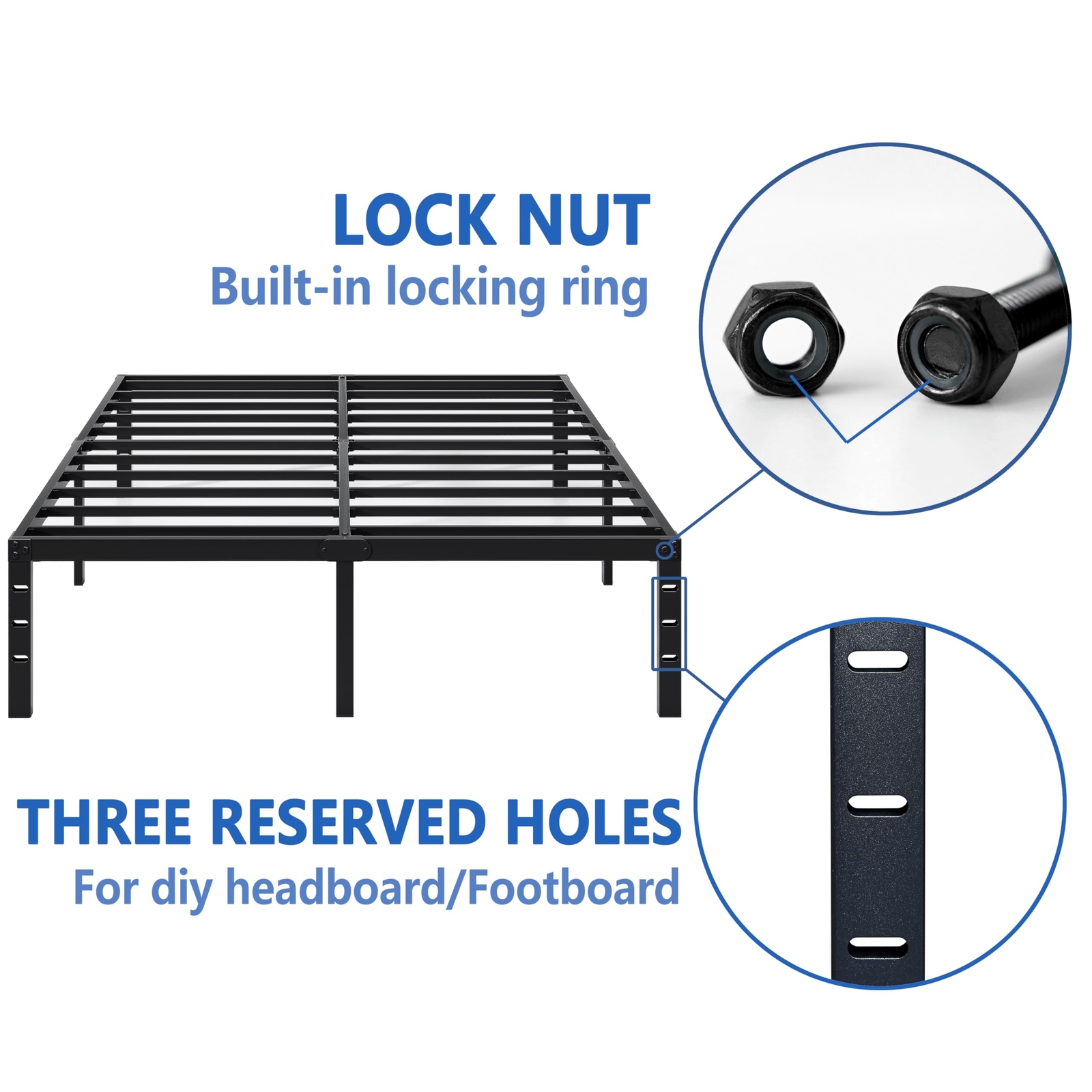 Metal Bed Frame,Queen Size Bed Frame with Storage Space,Heavy Duty Sturdy Mat…