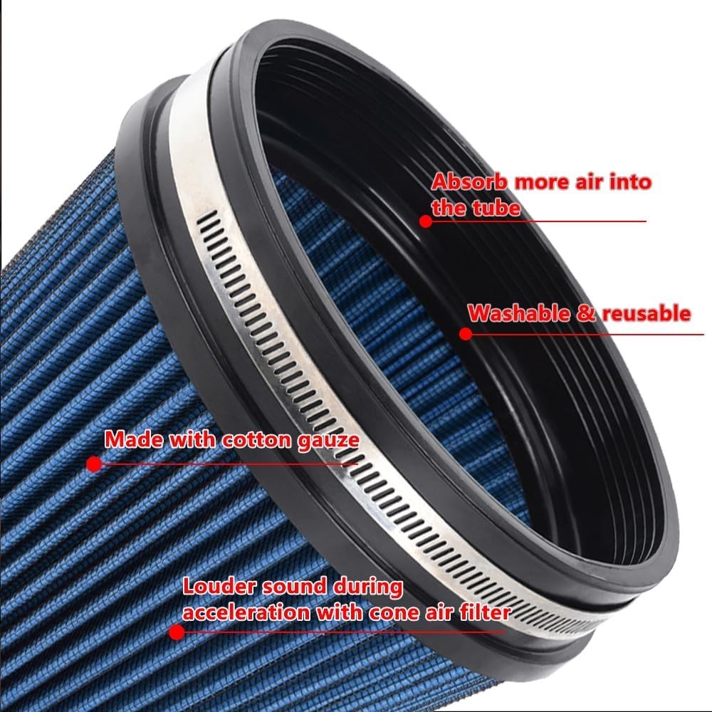 6″ Inlet Cold Air Intake Filter Cone Replacement Performance Blue (8″ Tall)