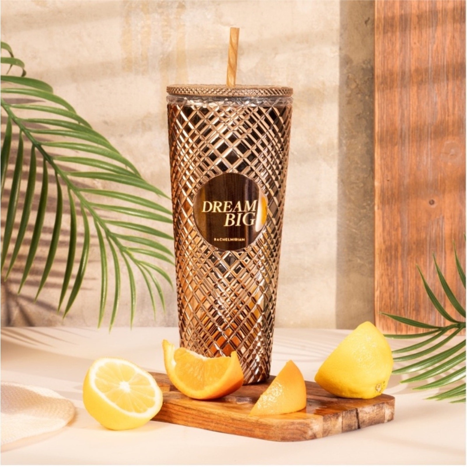 NEW Rachel Miriam Dream Big Gold Tone Reusable Tumbler – New, MSRP $48
