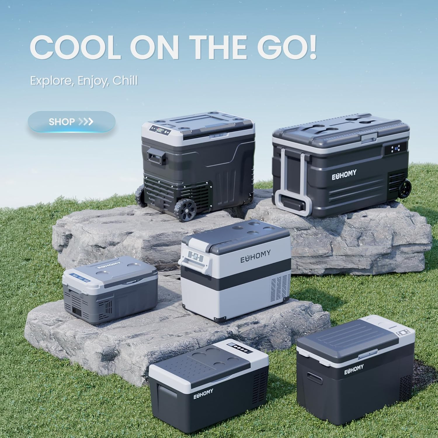 69QT 12V Electric Cooler, Dual Zone Portable Fridge for Camping & Travel