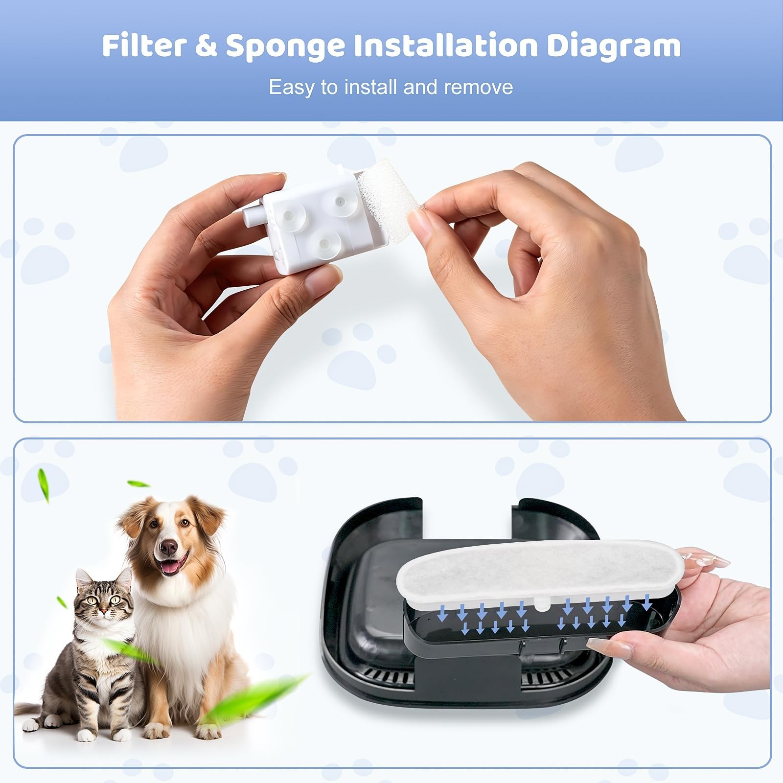 12+12 Replacement Filter & Sponge for OPOWO FT999 Cat Fountain (3.2L/108oz) |…
