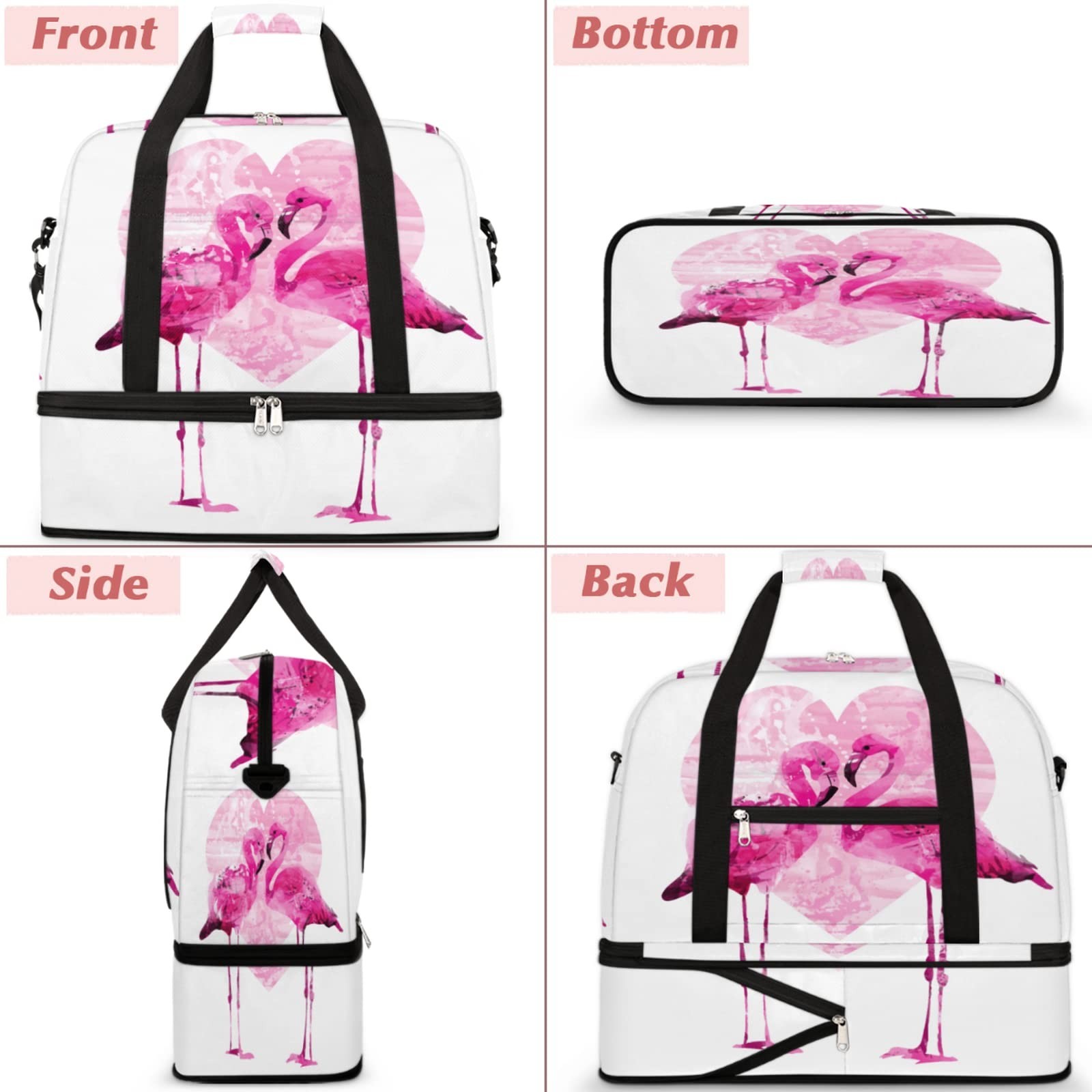 Couple Flamingo Foldable Travel Duffel Bag Tote Carry On Luggage Sports Gym B…