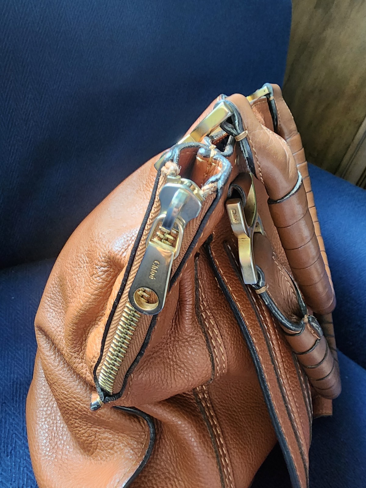 Chloe Marcie HANDBAG-PURSE-BAG -Top handle Large Tan