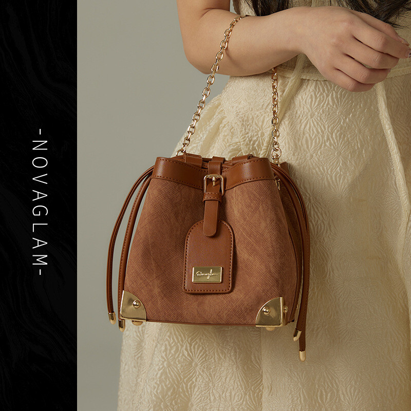 Bucket bag black brown premium shoulder crossbody bucket bag
