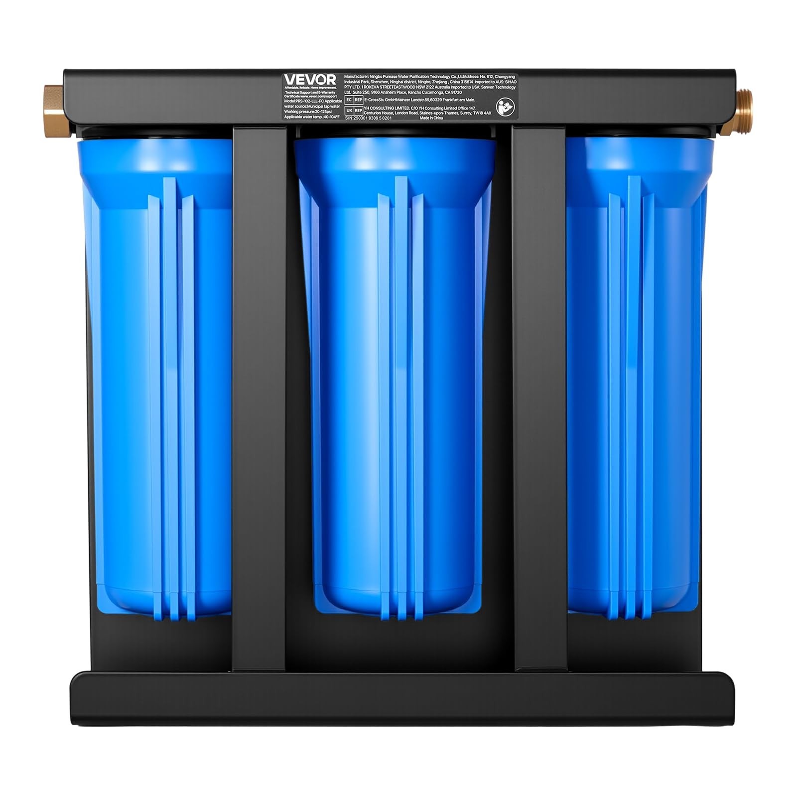 VEVOR RV Water Filter with Bracket, 3-Cartridge 2.5 x 10 in Water Filter Syst…