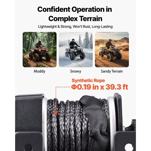2500 lbs Electric Winch, 12V DC ATV/UTV Winch with ?&brvbar;0.19 in x 39.4 ft Sy