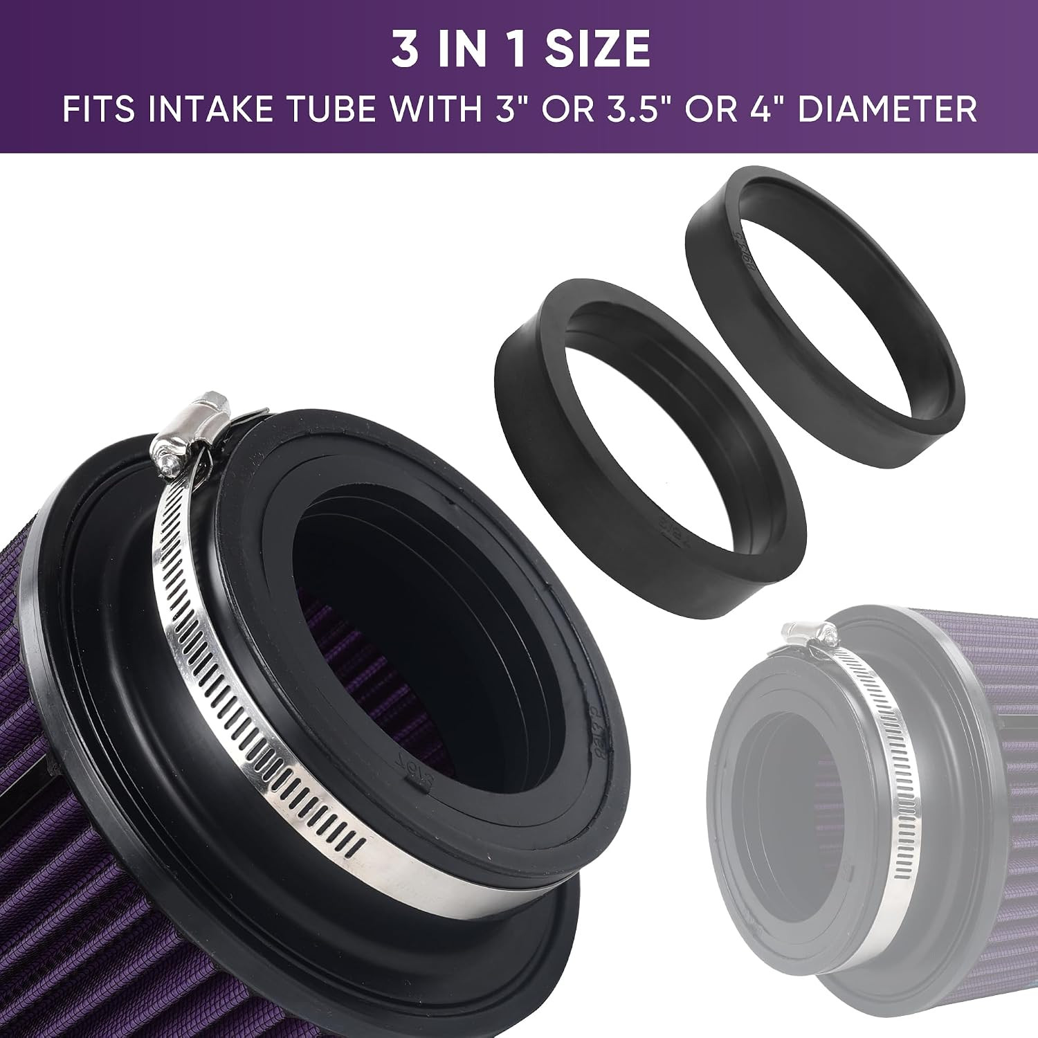 3 3.5 4 Inch Cold Air Intake Filter 76Mm 89Mm 101Mm High Performance Washable 3