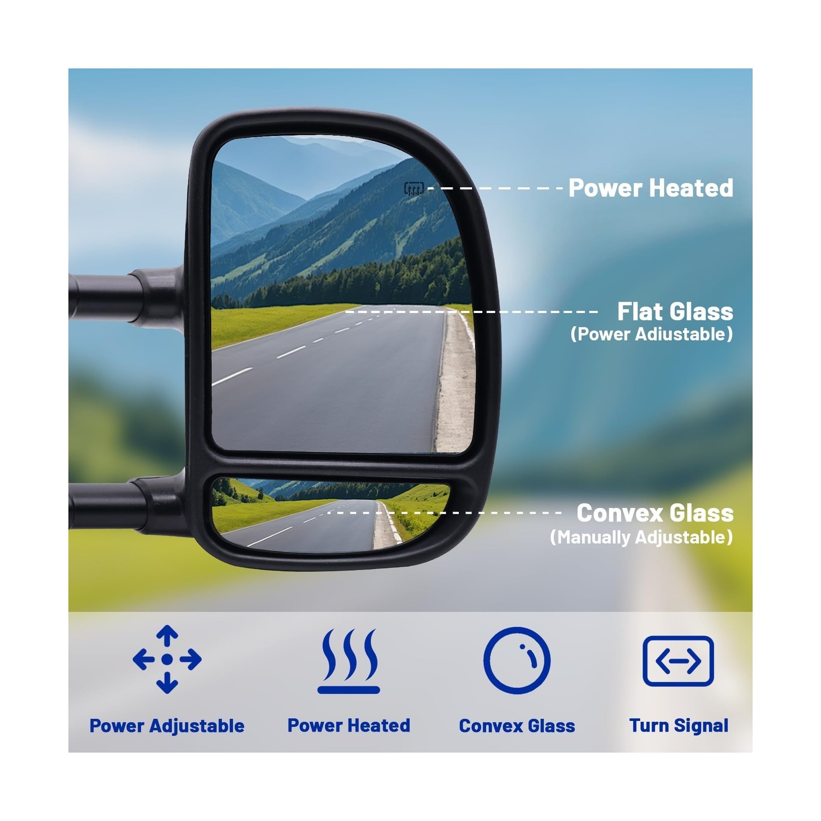 TNMT Power Heated Towing Mirrors Compatible with 1999-2007 Ford F250 F350 F45…
