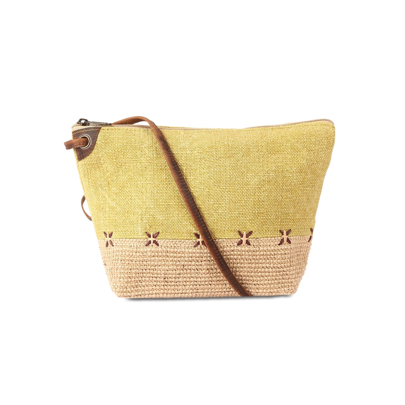 KomalC Stylish Slingbag for Women made with Jute & Premium Buffalo Leather | …